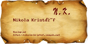Nikola Kristóf névjegykártya